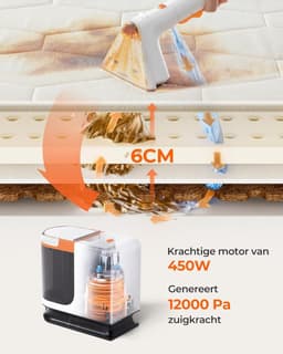 Tapijtreiniger – Meubelreiniger – Stofzuiger – Bankreiniger – Matrasreiniger – Krachtige Zuigkracht 12.000 Pa – Stil Geluid 69 dB — thumbnail 5