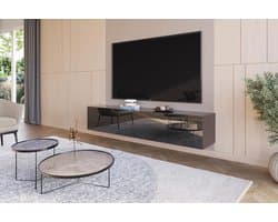 Zwart Hoogglans TV Meubel 180cm - Modern Lowboard voor Televisie in Woonkamer