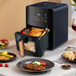 Sensova - Airfryer Heteluchtfriteuse 5L met Kijkvenster en Touchscreen – Olievrij en Vetarm Koken, Grote Capaciteit voor Gezin - Automatische Programma’s - 1400W Vermogen - Temperatuurregeling 60-200°C — thumbnail 5