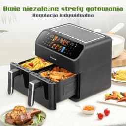Lunekiss Dual Airfryer 9L 2x4,5L – Dubbele Mand – 2000W – LED Touchscreen – 10 Programma’s – 80-200°C – met Kijkvenster — thumbnail 2