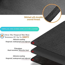 Hittebestendige matten - 60*40cm - Siliconen aanrechtbeschermer - Vuurvaste onderlegger - Hittebeschermingsmat - Dikke aanrechtbeschermer - Antislipglasvezel - Voor airfryer, koffiezetapparaat, broodrooster - Zwart — thumbnail 9