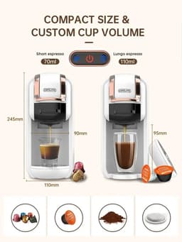 Vedder House - Koffiezetapparaat Cups - 4 in 1 - Wit - Warme en koude dranken - Koffiemachine - Koffiepadmachine — thumbnail 4