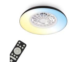 BRILONER Windora - Plafondventilator met verlichting - LED plafondlamp met ventilator - dimbaar - 5 snelheden - ventilatorlamp zomer- en wintermodus - CCT - Ø48.5 cm - zwart — afbeelding 1