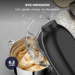 Fentic Keukenmachine – 2000W – Keukenrobot – Foodprocessor - 6,2L Mengkom – Incl. Vleesmolen, Blender en extra Accessoires – Zwart — thumbnail 4