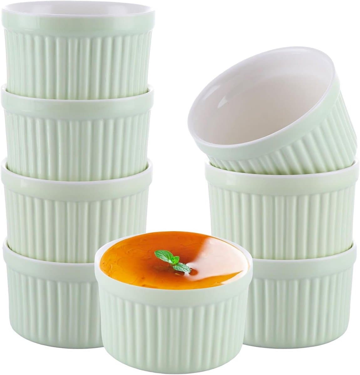 Set van 8 Porseleinen Schaaltjes (120ml) voor Crème Brûlée, Soufflé en Sauzen - Oven & Airfryer Geschikt — afbeelding 1