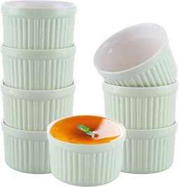 Set van 8 Porseleinen Schaaltjes (120ml) voor Crème Brûlée, Soufflé en Sauzen - Oven & Airfryer Geschikt — thumbnail 1