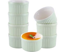 Set van 8 Porseleinen Schaaltjes (120ml) voor Crème Brûlée, Soufflé en Sauzen - Oven & Airfryer Geschikt