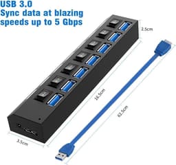 7-Poorts USB 3.0 Hub met 1 TB Externe Opslag — thumbnail 4