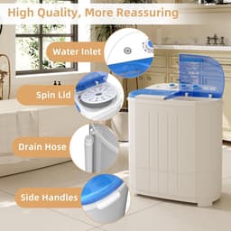 Compacte Draagbare Wasmachine met Centrifuge - Mini Wasmachine 6,5 kg voor Kleine Ruimtes & Campers — thumbnail 2