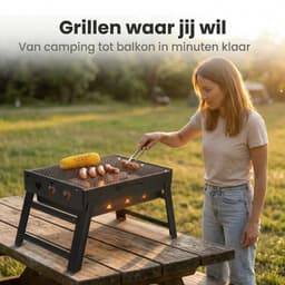 Lomera Opvouwbare BBQ - Draagbare BBQ - Houtskool BBQ - Camping BBQ - Tafel BBQ - Mini BBQ - Reis BBQ - Reisgrill - Koffer BBQ - Festival BBQ — thumbnail 4