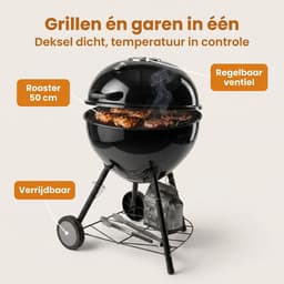 Lomera Houtskoolbarbecue - Houtskool BBQ - Kogelbarbecue - Kogel BBQ - Kettle Barbecue - Kettle BBQ - Barbecue met Deksel - Houtskoolbarbecue met Deksel - Barbecue op Wielen - Houtskoolbarbecue op Wielen — thumbnail 3
