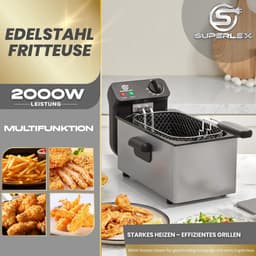 Friteuse Roestvrij Staal - Frituurpan Elektrisch - Knapperige Snacks Maken - Koude Zone Technologie - 3 Liter Capaciteit - Zilver — thumbnail 3
