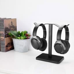 Hoofdtelefoon Standaard - Headset Houder - Bureau Organisatie - Dubbele Hanger - 17x11x27cm - Zwart — thumbnail 3