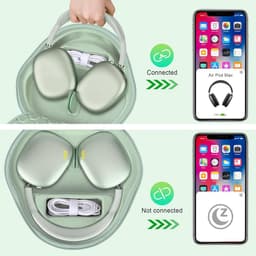 Koptelefoon Draagtas - Opbergcase Hoes - Reizen Bescherming - Slaapstand Functie - 22.5x6.9x23.9cm - Groen — thumbnail 3