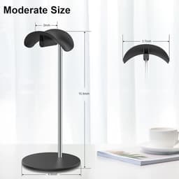Hoofdtelefoonstandaard - Headset houder - Bureau organizer - Solide metalen basis - Zwart — thumbnail 3