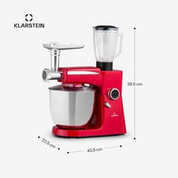 Keukenmachine 3-in-1 - Mixer Deegmaker - Bakken en Koken - Krachtige 2000 Watt Motor - 10L Kom - Rood — thumbnail 3