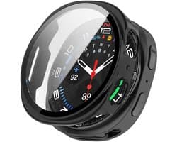 Hoesje Geschikt voor Samsung Galaxy Watch 8 40MM - Ingebouwde Tempered Glass Screen Protector - Hard Plastic Bumper Case - Zwart