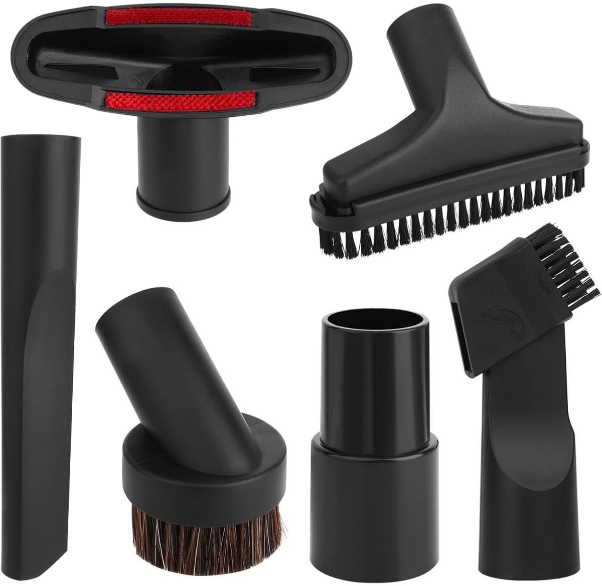 TuseRxln Stofzuiger Accessoires - Stofzuiger Borstels - Multifunctioneel Reinigingsset - 6 Stuk - Voor Meubels en Hoeken Rood — afbeelding 1