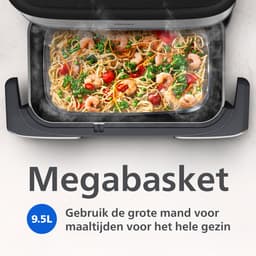 Philips Airfryer 5000-serie Megabasket Met Stoomfunctie – NA565/02 – Enkele mand óf Dubbele Mand - SteamClean – 9,5L – Tot 8 Personen – Inclusief Tang — thumbnail 6