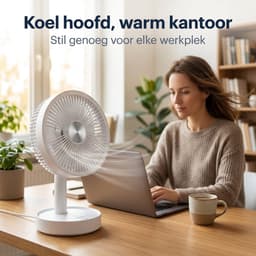 Lomera Tafelventilator Oplaadbaar USB - Draadloze Bureau Ventilator Oscillerend - Hoogte Verstelbaar - 3 Snelheden - Mini Ventilator Draagbaar Stil Compact - Wit - Kantoor Slaapkamer — thumbnail 4
