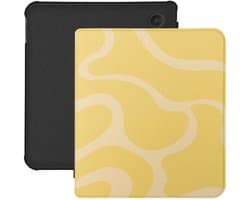 Lunso Geschikt voor Kobo Libra Colour hoesje (7 inch) - Vegan Saffiano Leren Sleep Cover - Yellow Wave
