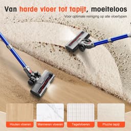 Elekiatech Steelstofzuiger - 35000Pa - Steelstofzuiger Draadloos - 2200 mAh Accu - 50 Minuten - 1,5 L Stofbak - voor Tapijten en Harde Vloere - Blauw — thumbnail 4
