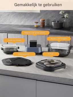Draagbare Heteluchtfriteuse Set - 4 in 1 Airfryer - Bakken Recrisp en Max Crisp Functie - 4L en 1 5L Capaciteit - Compacte Airfryer met Afneembare Glazen Trays en Deksel - Heteluchtfriteuse voor 6 Porties Blauw - Airfryer - Friteuse - Heteluchtoven — thumbnail 3