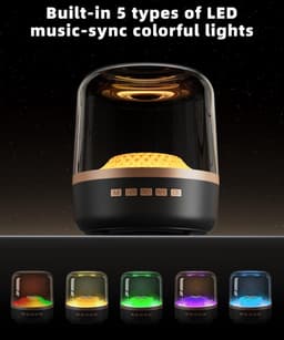 Bluetooth-luidspreker - Subwoofer - Met lichteffecten - 11 x 13 cm - RGB-verlichting - Geluidskwaliteit in hoge definitie - Draagbaar draadloos ontwerp - Ondersteunt TWS-koppeling - Geschikt voor thuis, feesten, buiten, reizen, strand - Zwart — thumbnail 2