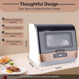 Kleine vaatwasser - Tafelmodel machine - Snel schone vaat - Installatievrij design - Goud — thumbnail 5