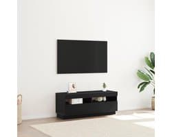 TV meubel - TV standaard kast - Woonkamer opbergen - Met ledverlichting - 100x35x40 cm - Zwart eiken