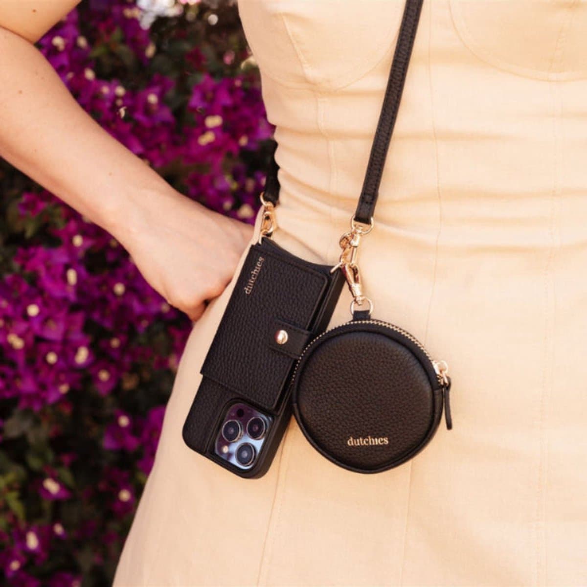 Dutchies Mini Telefoontasje Emma | Zwart | Geschikt voor alle merken | Exclusief strap — afbeelding 1