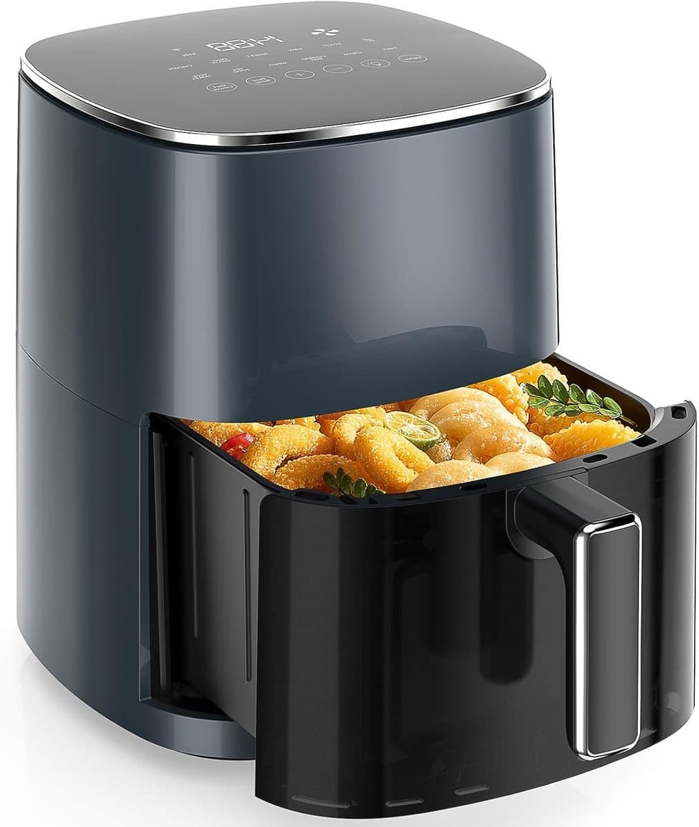 Heteluchtfriteuse Oven - Vierkante Frituurpan - Familie Maaltijden - Zichtvenster & 12 Functies - 6.3 Liter - Grijs — afbeelding 1