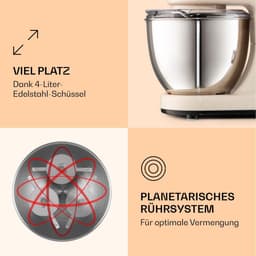 Mini Keukenmachine met Planetaire Garde - 1200W Kracht en 6 Snelheidsstanden — thumbnail 2