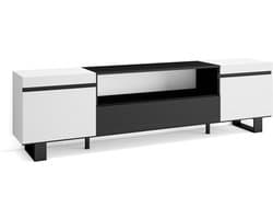 Tv-kast 200 cm zwart wit industrieel design modern