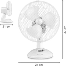 Tafelventilator - Persoonlijke Koeler - Bureau Verkoeling - Oscillerende Kop - 23cm Blad - Wit — thumbnail 2