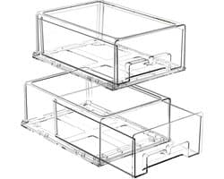 Stapelbare koelkastorganisatorbakken - 2 stuks - Doorzichtige opslagcontainers met anti-slip systeem