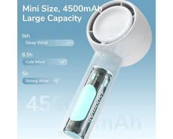 Draagbare bladloze mini-ventilator met 4500 mAh | USB oplaadbare handventilator voor persoonlijke koeling