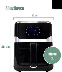 Aurixi® Mini Airfryer - Kleine Friteuse - Frituese - Antiaanbaklaag Air Fryer - 5L- Zwart - 32cm x 25 cm x 31cm — thumbnail 7