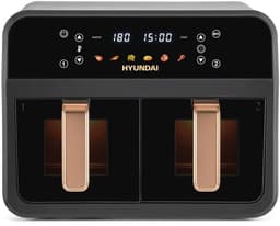 Hyundai Electronics - Digitale Airfryer Duo - Hetelucht friteuse - 6.2 Liter - Met dubbele mand en doorkijkvensters - Zwart met roségoud — thumbnail 1