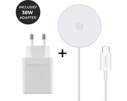 Draadloze Oplader 25W Snellader Geschikt voor MagSafe - Wireless Charger – Geschikt voor iPhone met 38W Adapter - USB C + USB C + USB - Snellader 3 Apparaten Tegelijk