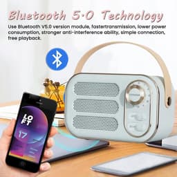 JeiibrZui Retro Bluetooth-Luidspreker - Vintage Draagbare Speaker - Multifunctionele Vintage Luidspreker - 1 Stuk - Blauw — thumbnail 4