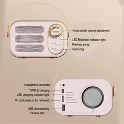 JeiibrZui Retro Bluetooth-Luidspreker - Vintage Draagbare Draadloze Luidspreker - Bluetooth 5.0 Technologie Compact 190 Gram - Zwart — thumbnail 4