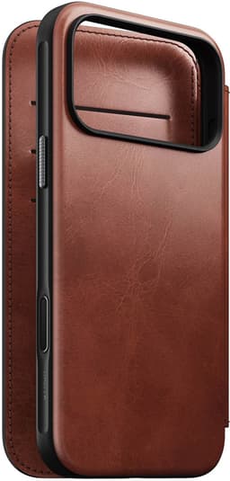 Nomad Horween Lederen Folio iPhone 17 Pro Max – Gerecyclede Aluminium Knoppen – Camera Bedieningsknop – Horween Leer van Topkwaliteit - Bruin — thumbnail 2