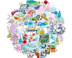 50 Delige Sticker Mix Wetenschap- Wetenschap & Scheikunde- Laboratorium– Stickersvoor laptop, notitieboekjes en muren- 6x6CM -LOUZIR