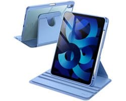 360-Degree Rotating Case voor iPad Air 11-Inch en 10.9-Inch - Beschermende Stand Cover met Duidelijke Achterkant (Sky Blue)