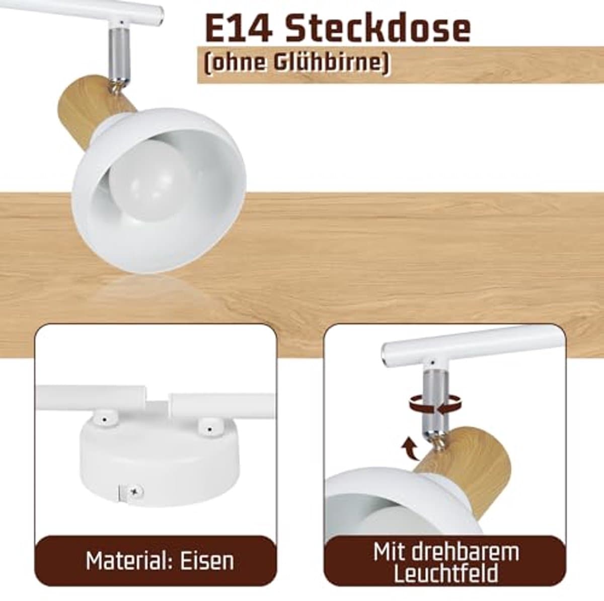 Vintage plafondverlichting met 4 draaibare lampen - Witte lamp voor woonkamer, gang en slaapkamer — afbeelding 1