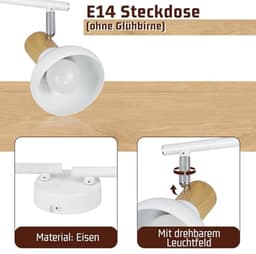 Vintage plafondverlichting met 4 draaibare lampen - Witte lamp voor woonkamer, gang en slaapkamer — thumbnail 1