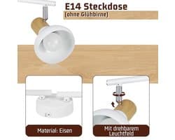 Vintage plafondverlichting met 4 draaibare lampen - Witte lamp voor woonkamer, gang en slaapkamer