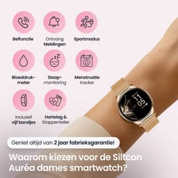 Siltcon® Auréa Smartwatch Dames - Horloge Dames - Stappenteller Horloge Dames - Hartslagmeter - Slaapmonitor - Saturatiemeter - Geschikt voor iOS/Android - AMOLED - RVS - Elke pols - Incl. 5 Bandjes — thumbnail 2