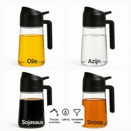 Olijfolie sprayer 500 ml - 2-in-1 spray en schenktuit - Glas met BPA-vrije delen - Fijne nevel voor precieze dosering - Lekvrij schenken zonder knoeien - Voor airfryer pan salades en grillen — thumbnail 2
